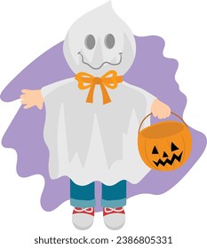 Happy halloween invitation card with cute costumes, 