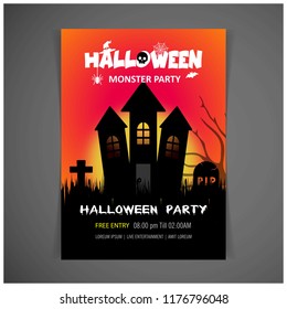 Happy Halloween invitation card design vector 