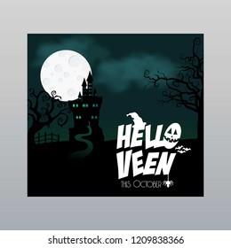 Happy Halloween invitation card design vector