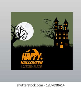 Happy Halloween invitation card design vector