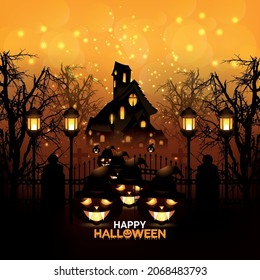 Happy halloween invitation card with horror background