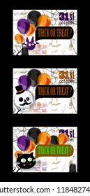 Happy Halloween invitation card template with spiderweb and text.