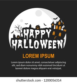 Happy Halloween invitation card. Vector set of Halloween party invitations. Vector illustration.