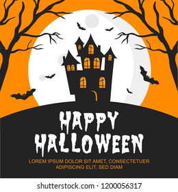 Happy Halloween invitation card. Vector set of Halloween party invitations. Vector illustration.