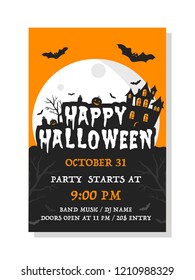 Happy Halloween invitation card. Vector set of Halloween party invitations. Vector illustration.