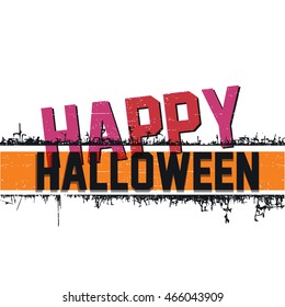 Happy Halloween invitation card, vector illustration with grunge background