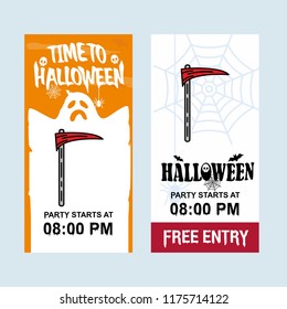 Happy Halloween invitation design with axe vector