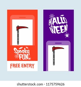 Happy Halloween invitation design with axe vector
