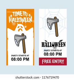 Happy Halloween invitation design with axe vector