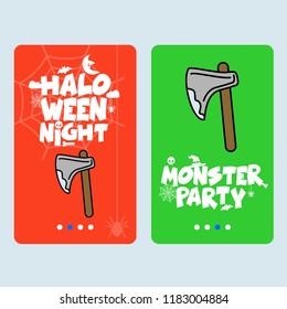 Happy Halloween invitation design with axe vector