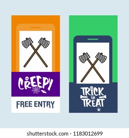 Happy Halloween invitation design with axe vector