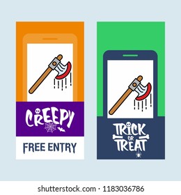 Happy Halloween invitation design with axe vector