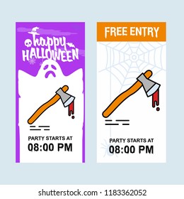 Happy Halloween invitation design with axe vector