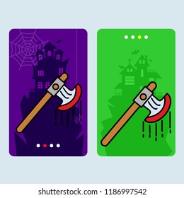 Happy Halloween invitation design with axe vector