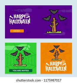 Happy Halloween invitation design with bats vector