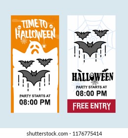 Happy Halloween invitation design with bats vector