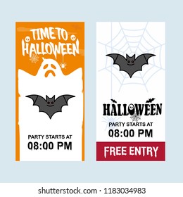 Happy Halloween invitation design with bats vector