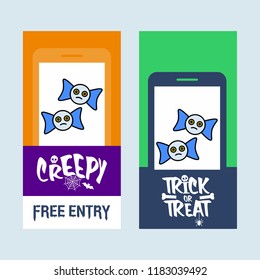 Happy Halloween invitation design with bats vector