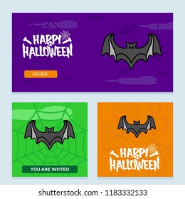 Happy Halloween invitation design with bats vector