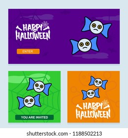Happy Halloween invitation design with bats vector