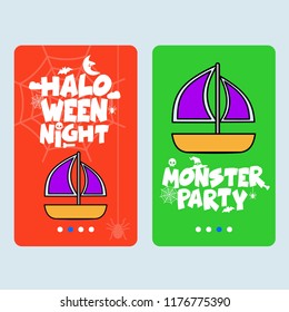 Happy Halloween invitation design with boat vector