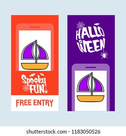 Happy Halloween invitation design with boat vector Happy Halloween invitation design with boat vector