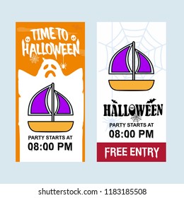 Happy Halloween invitation design with boat vector
