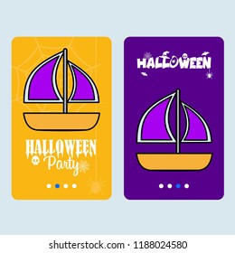 Happy Halloween invitation design with boat vector