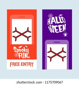 Happy Halloween invitation design with bones vector