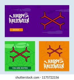 Happy Halloween invitation design with bones vector