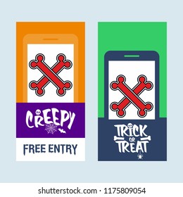 Happy Halloween invitation design with bones vector