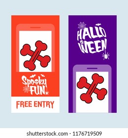 Happy Halloween invitation design with bones vector