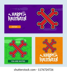 Happy Halloween invitation design with bones vector