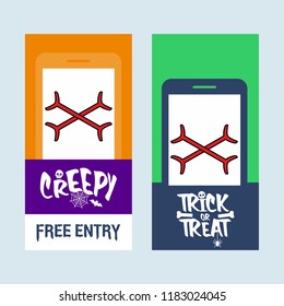 Happy Halloween invitation design with bones vector