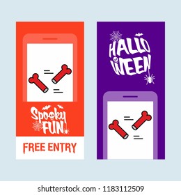 Happy Halloween invitation design with bones vector