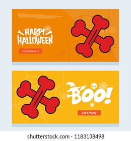 Happy Halloween invitation design with bones vector