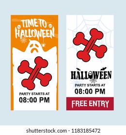 Happy Halloween invitation design with bones vector