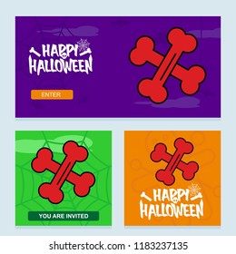 Happy Halloween invitation design with bones vector
