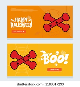 Happy Halloween invitation design with bones vector