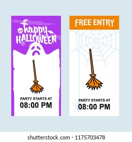 Happy Halloween invitation design with broom vector
