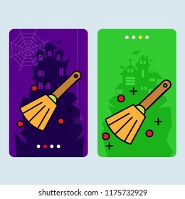 Happy Halloween invitation design with broom vector