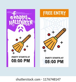 Happy Halloween invitation design with broom vector