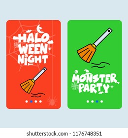 Happy Halloween invitation design with broom vector