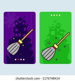 Happy Halloween invitation design with broom vector