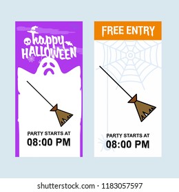 Happy Halloween invitation design with broom vector