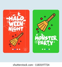Happy Halloween invitation design with broom vector