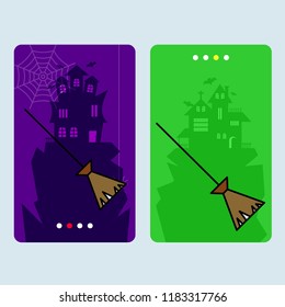 Happy Halloween invitation design with broom vector