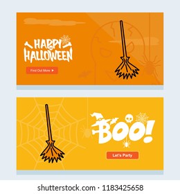 Happy Halloween invitation design with broom vector