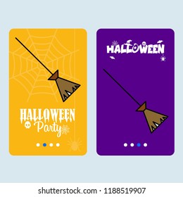 Happy Halloween invitation design with broom vector