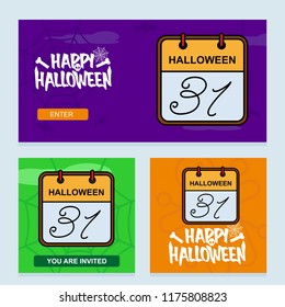 Happy Halloween invitation design with calender vector